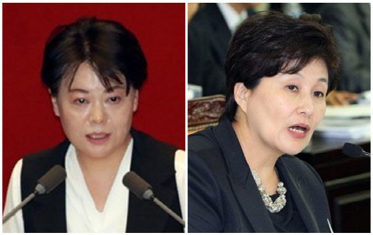 윤희숙(왼쪽) 국민의힘 의원과 전여옥 전 국회의원. 연합뉴스